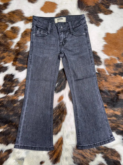Rock & Roll Girl’s Vintage Wash Black Horseshoe Bootcut Jean Girl’s Bottoms