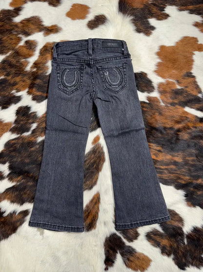 Rock & Roll Girl’s Vintage Wash Black Horseshoe Bootcut Jean Girl’s Bottoms