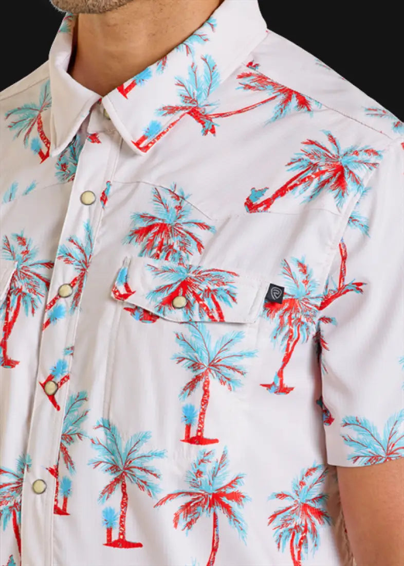 Rock & Roll Men’s TEK Palm Tree Ripstop Short Sleeve Western Shirt Men’s Western