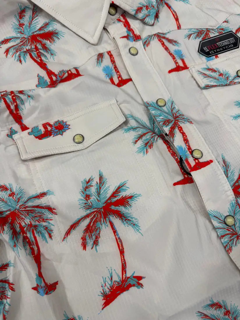 Rock & Roll Men’s TEK Palm Tree Ripstop Short Sleeve Western Shirt Men’s Western