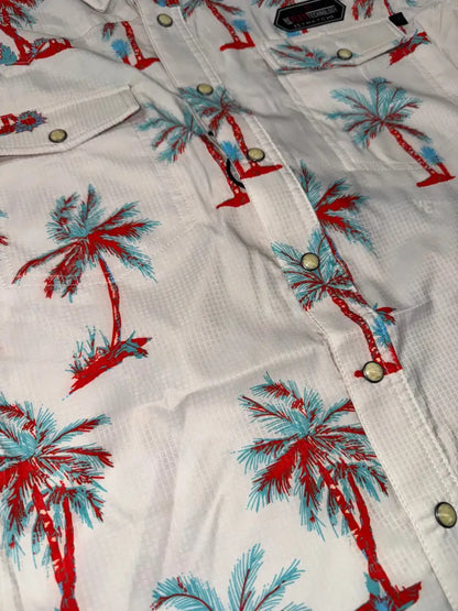 Rock & Roll Men’s TEK Palm Tree Ripstop Short Sleeve Western Shirt Small Men’s Western