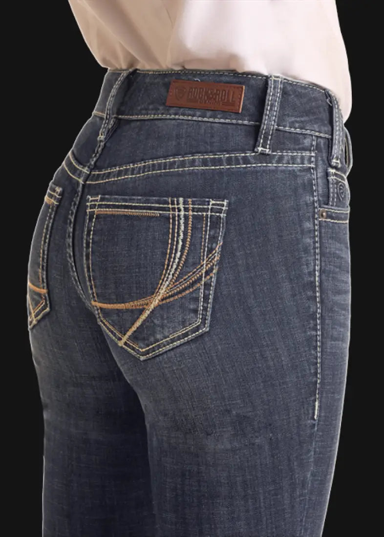 Rock & Roll Women’s Embroidered Curve Riding Jean 24x34 Women’s Bottoms