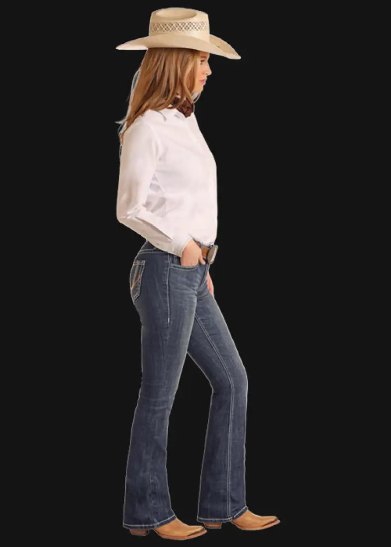 Rock & Roll Women’s Embroidered Curve Riding Jean Women’s Bottoms