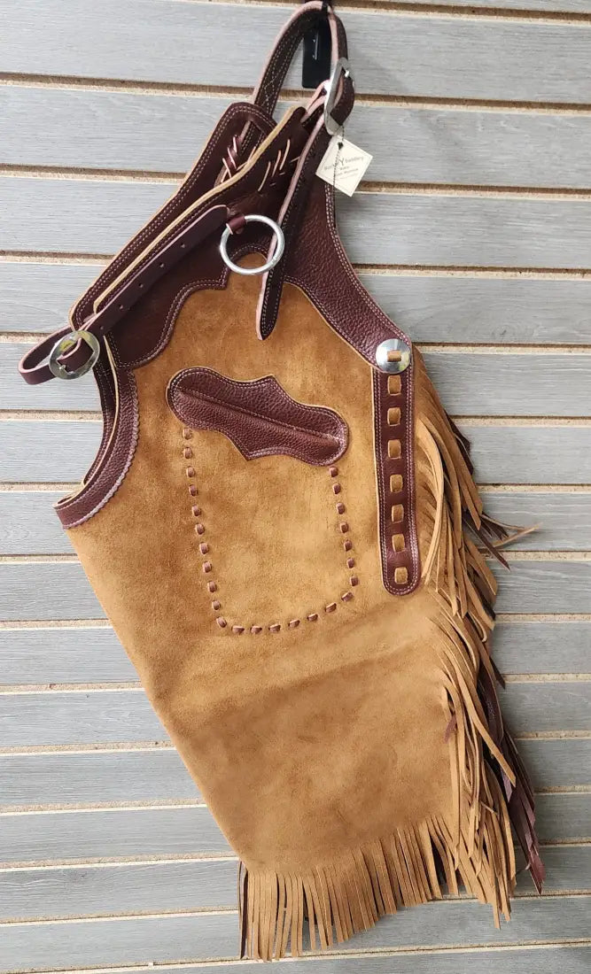 Rockin’ Y Adult Arizona Leather Chinks Large / Honey/Dark Brown / Roughout Chaps/Chinks