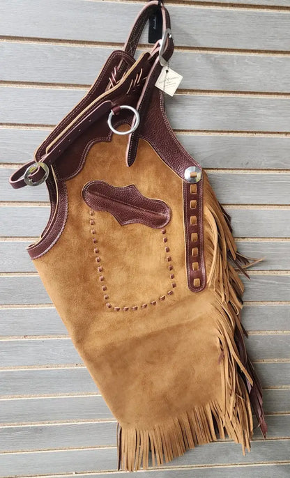 Rockin’ Y Adult Arizona Leather Chinks Large / Honey/Dark Brown / Roughout Chaps/Chinks
