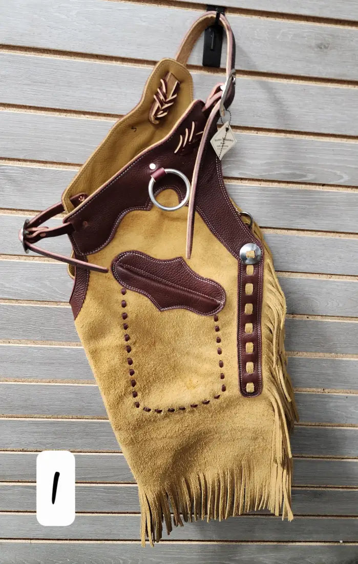 Rockin’ Y Adult Arizona Leather Chinks Small / 1 / Roughout Chaps/Chinks