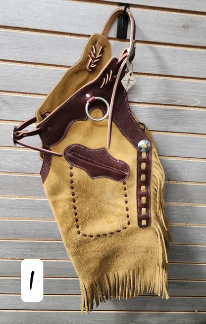 Rockin’ Y Adult Arizona Leather Chinks Small / 1 / Roughout Chaps/Chinks