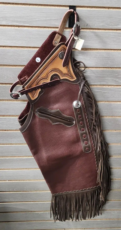 Rockin’ Y Adult Leather Chinks - Two Tone with Pocket (#4) Large / 5 Chaps/Chinks