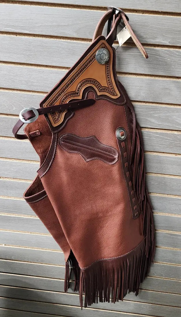 Rockin’ Y Adult Leather Chinks - Two Tone with Pocket (#4) Medium / 5 Chaps/Chinks