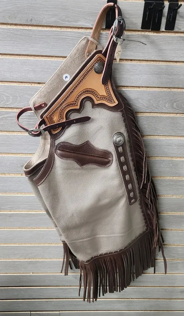 Rockin’ Y Adult Leather Chinks - Two Tone with Pocket (#4) Medium / 4 Chaps/Chinks