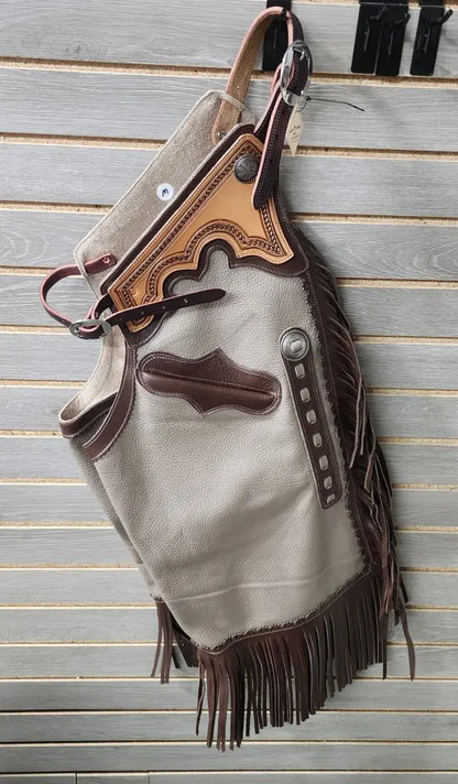 Rockin’ Y Adult Leather Chinks - Two Tone with Pocket (#4) Medium / 4 Chaps/Chinks