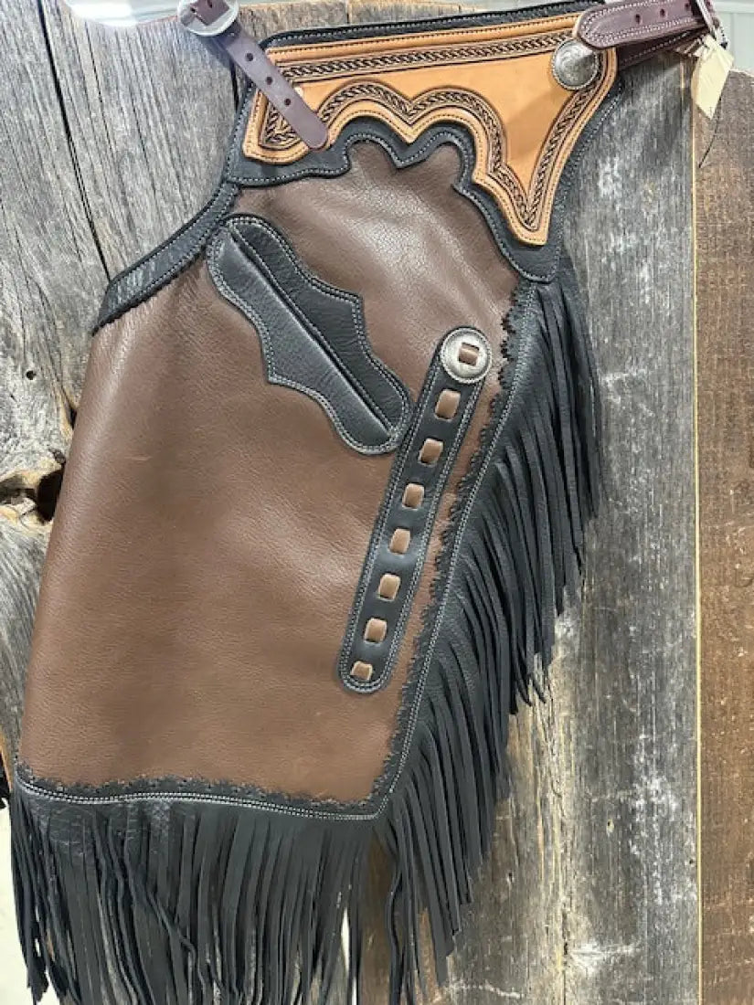 Rockin’ Y Adult Leather Chinks - Two Tone with Pocket (#4) Small / 2 Chaps/Chinks