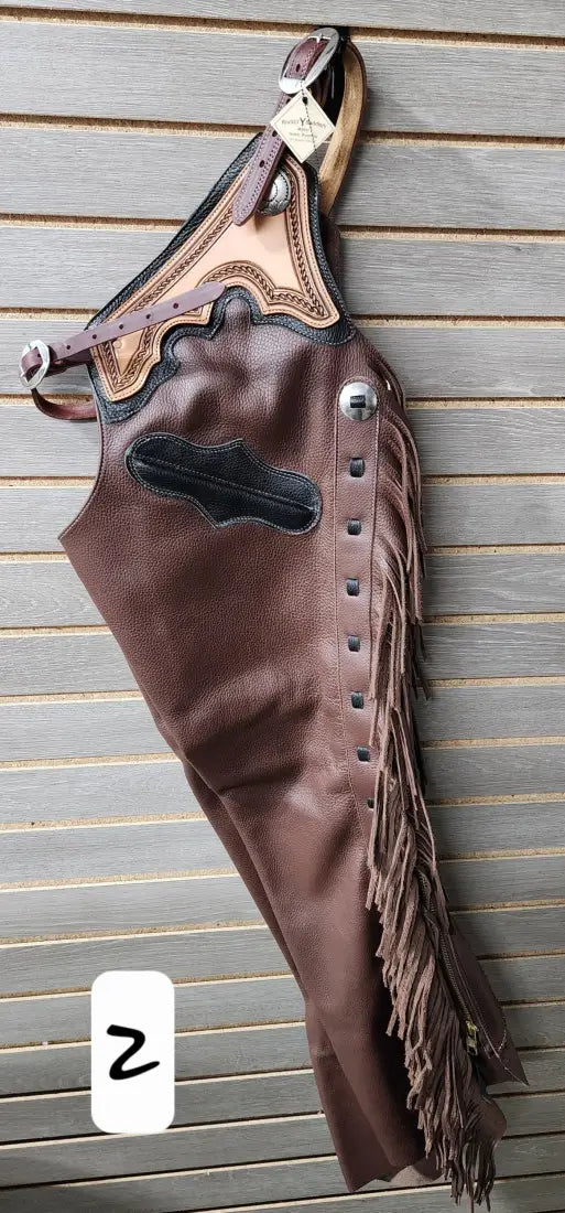Rockin’ Y Adult Leather Shotgun Chaps Large / 2 Chaps/Chinks