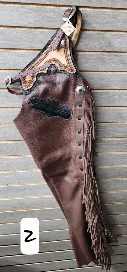 Rockin’ Y Adult Leather Shotgun Chaps Large / 2 Chaps/Chinks