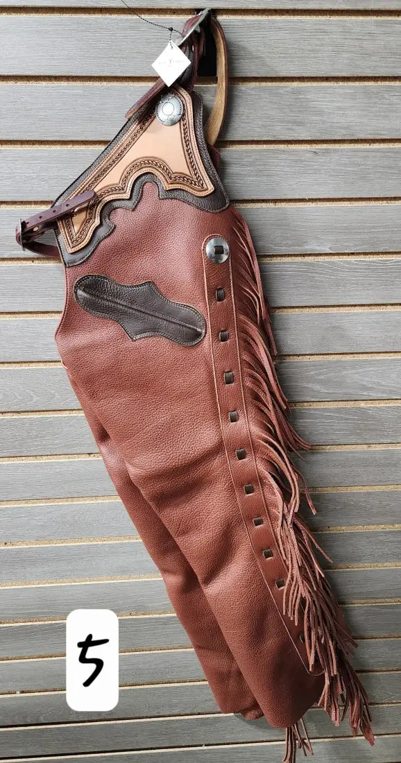 Rockin’ Y Adult Leather Shotgun Chaps Small / 5 Chaps/Chinks