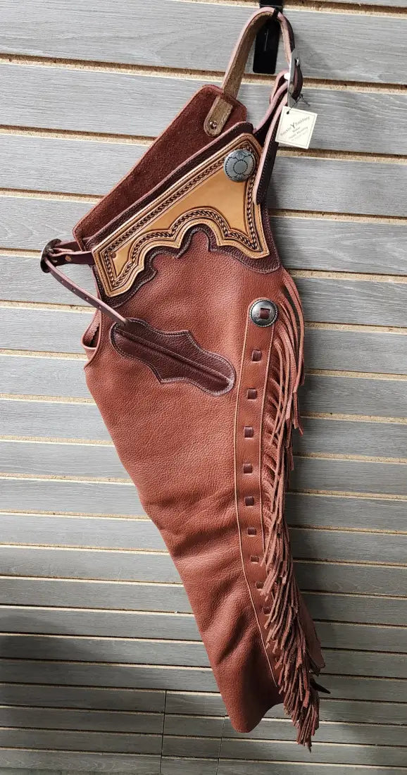 Rockin’ Y Adult Leather Shotgun Chaps X-Large / 4 Chaps/Chinks
