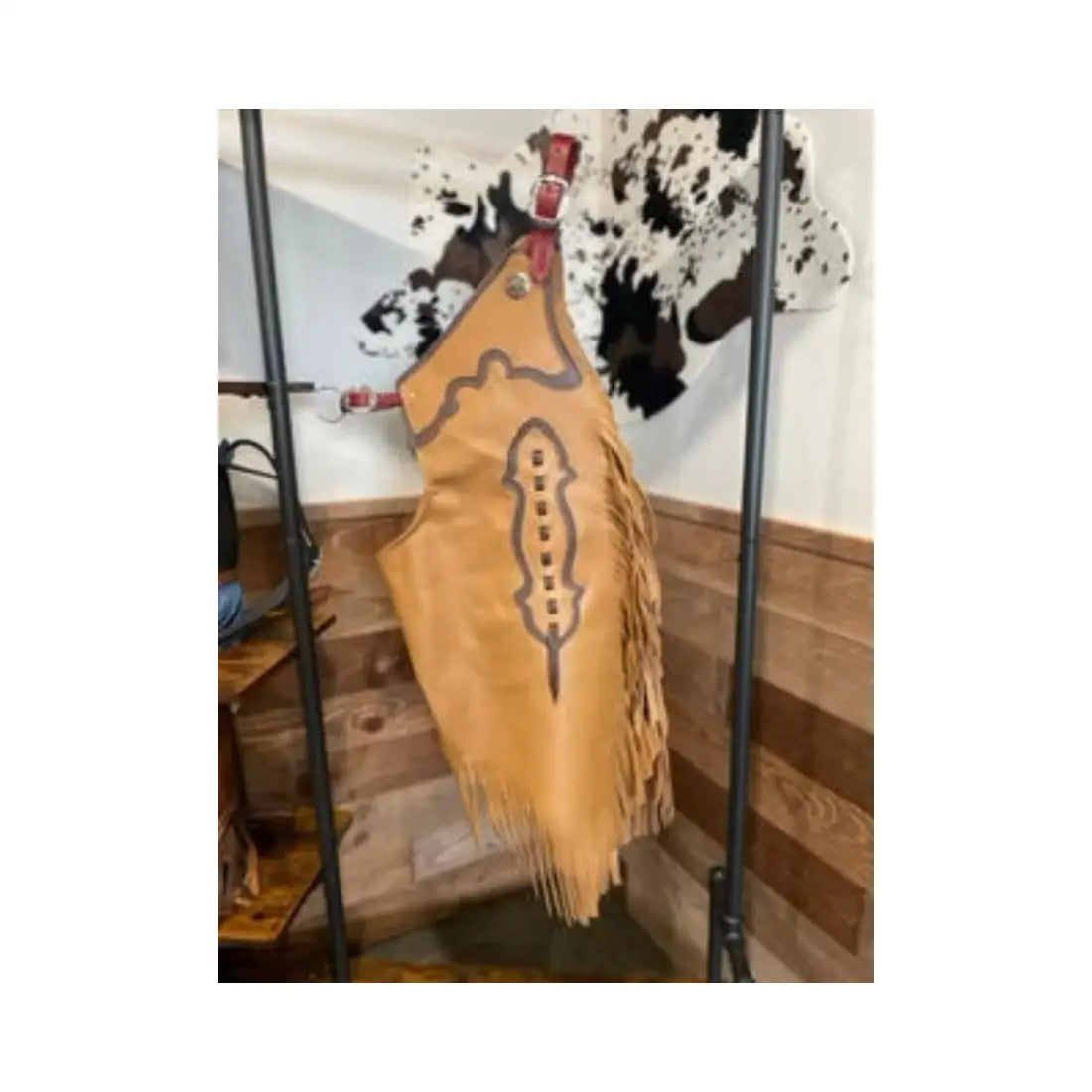 Rockin’ Y Adult Two-Tone Leather Chinks (#1) Small / Camel/Medium Brown Chaps/Chinks