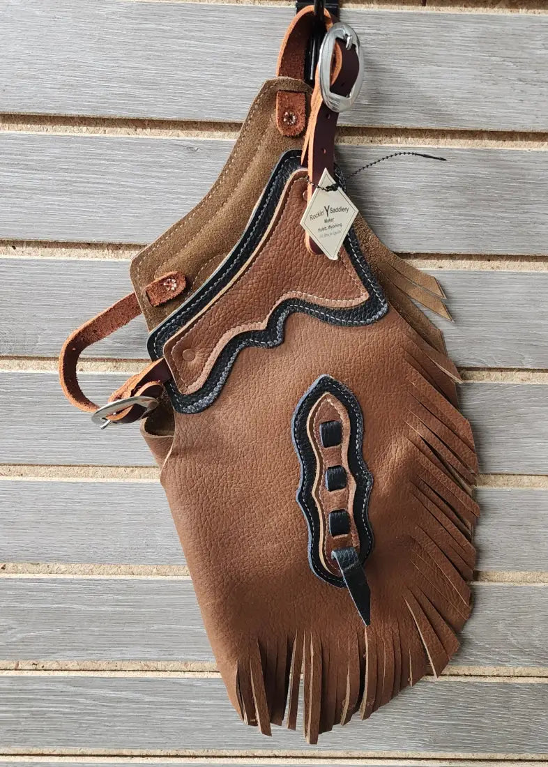 Rockin’ Y Baby/Toddler Leather Chinks Medium Brown/Black Chaps/Chinks