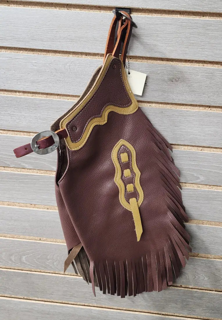 Rockin’ Y Kid Leather Chinks Dark Brown/Cream Chaps/Chinks