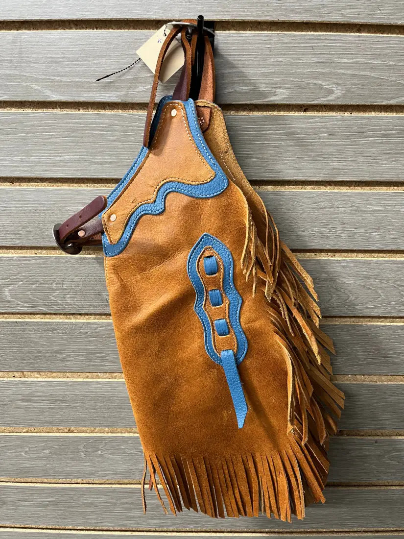 Rockin’ Y Kid Leather Chinks Light Blue/Tan Chaps/Chinks