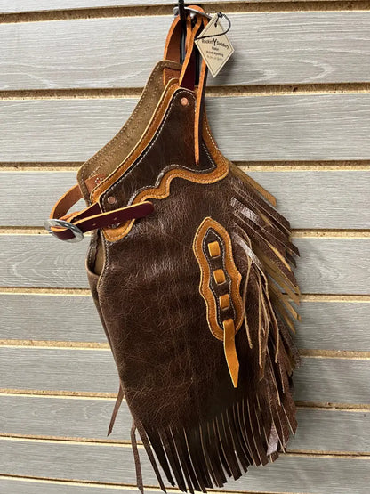 Rockin’ Y Kid Leather Chinks Tan/Chocolate Chaps/Chinks