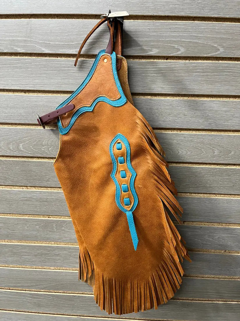 Rockin’ Y Youth Leather Chinks Turquoise/Tan Chaps/Chinks