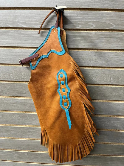 Rockin’ Y Youth Leather Chinks Turquoise/Tan Chaps/Chinks