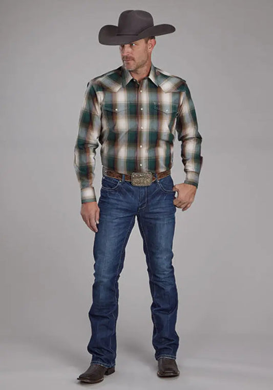 Roper Men’s Green Tree Plaid Western Shirt Men’s Western
