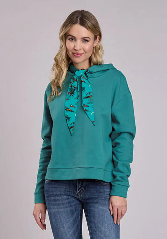 Roper Women’s Turquoise Handkerchief Tie Hoodie Women’s Pullover