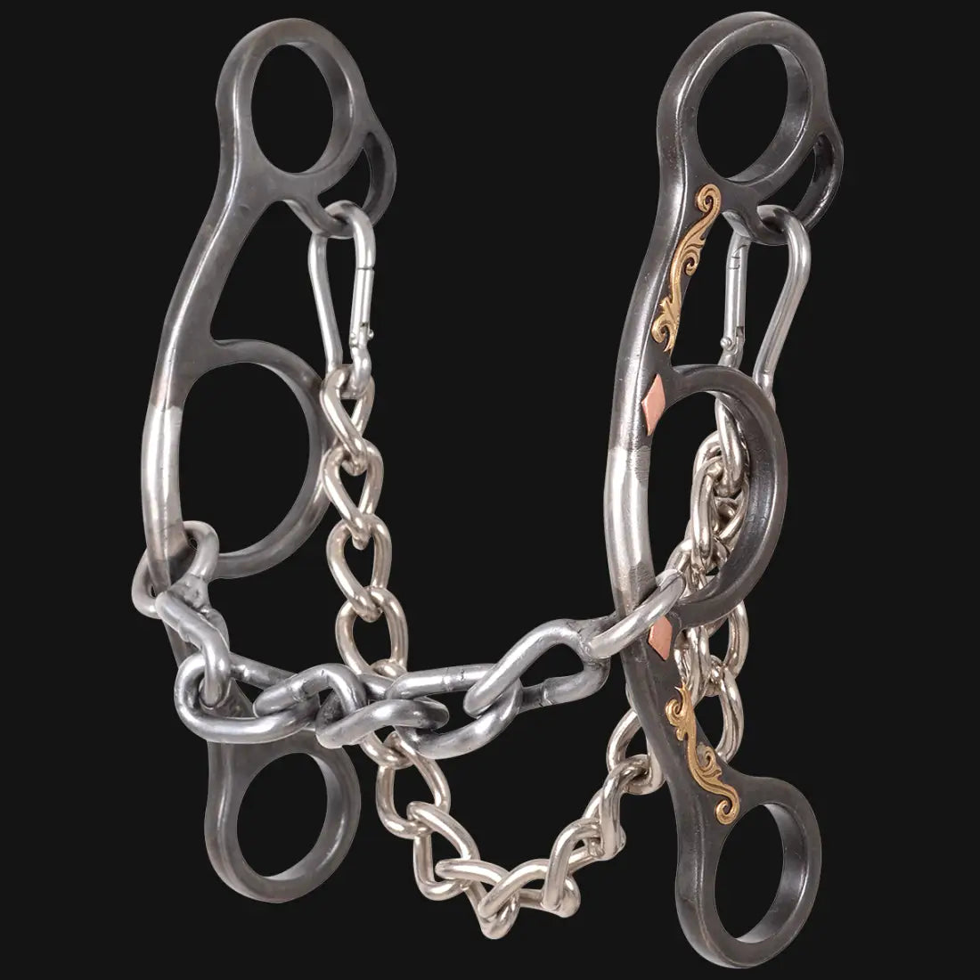 Sherry Cervi Barrel Bit Diamond II Gag Short Shank - Browned Iron Chain Bit