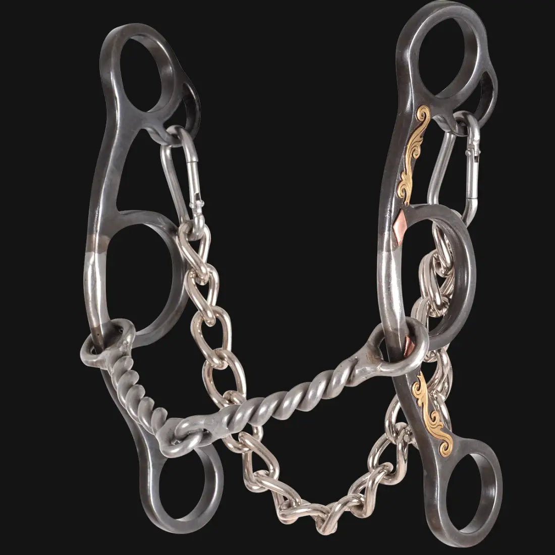 Sherry Cervi Barrel Bit Diamond II Gag Short Shank - Browned Iron Twisted Wire Snaffle Bit
