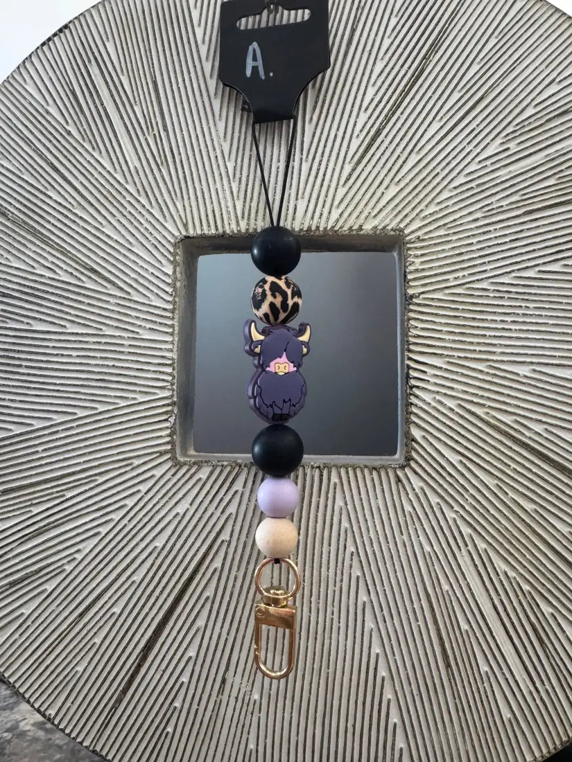 Silicone Bead Car Freshener Holder A. Purples/Cheetah/ Cow Home Goods