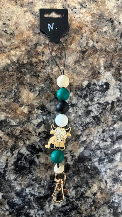 Silicone Bead Car Freshener Holder N. Green/Tan/Cow Human Accessories