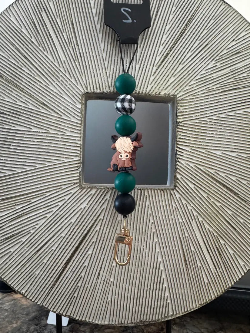 Silicone Bead Car Freshener Holder S. Hunter Green/ Cow Home Goods