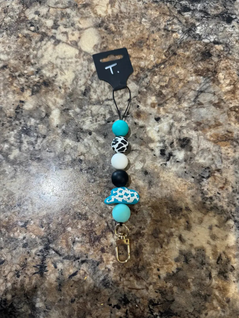 Silicone Bead Car Freshener Holder T. Turquoise/ Cow Print/ Hat Home Goods