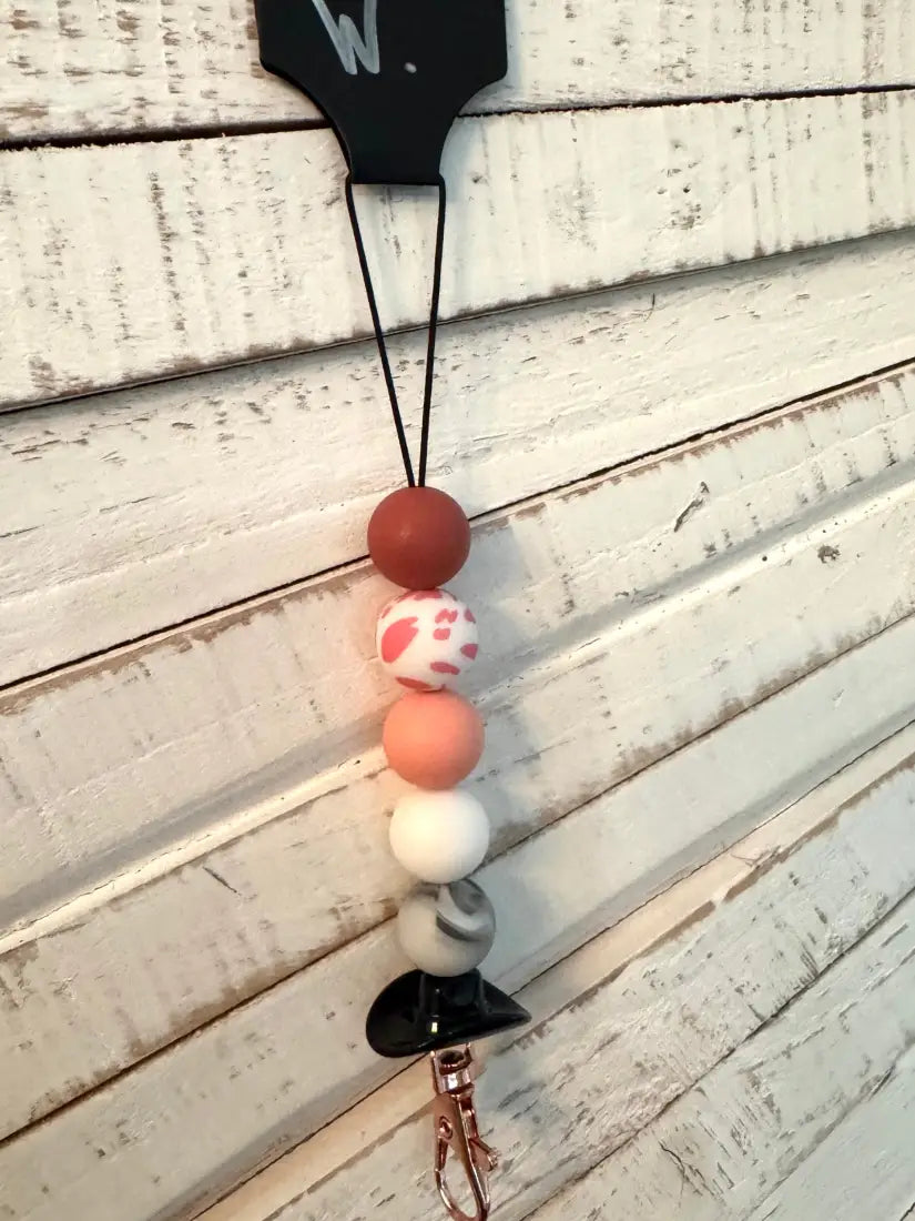 Silicone Bead Car Freshener Holder W. Pink/Peach/Black Hat Home Goods