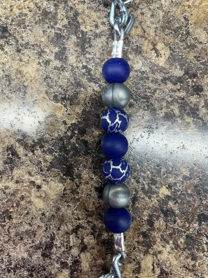 Silicone Bead Curb Strap 14- Navy/Silver/Crackle Bit Accessories