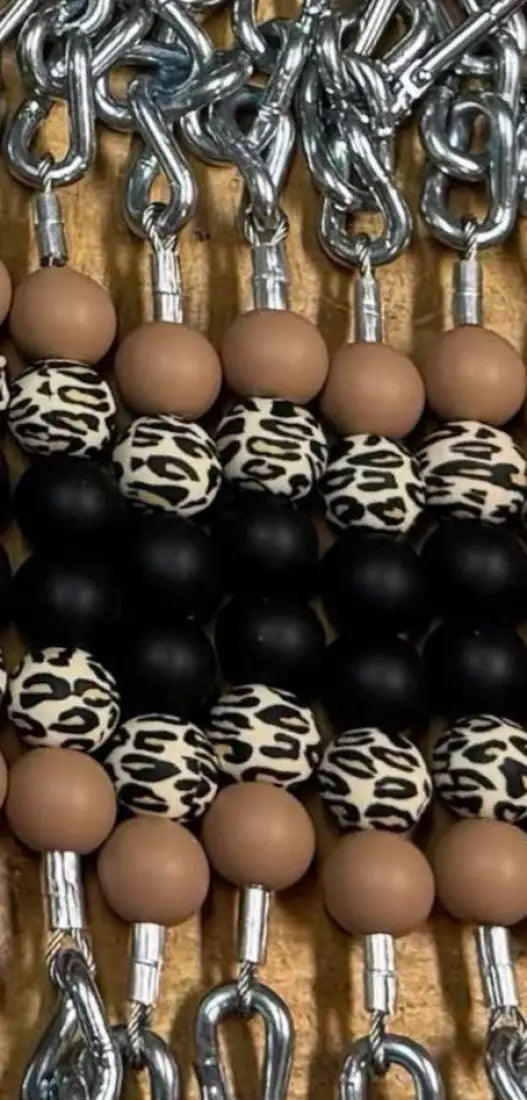 Silicone Bead Curb Strap 2- Tan/Black/Cheetah Bit Accessories