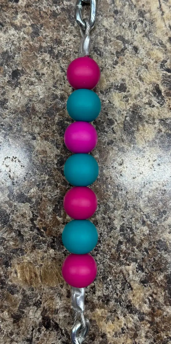 Silicone Bead Curb Strap 7- Raspberry/Teal Bit Accessories
