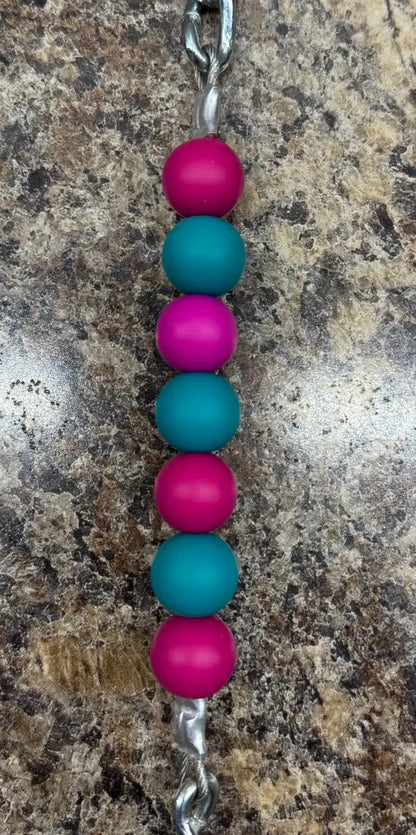 Silicone Bead Curb Strap 7- Raspberry/Teal Bit Accessories