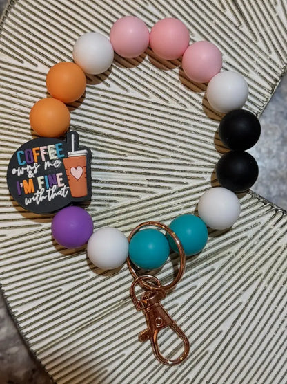 Silicone Bead Wristlet Keychain 7. Coffee Owns Me Human Accessories