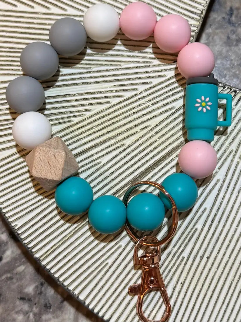 Silicone Bead Wristlet Keychain Human Accessories