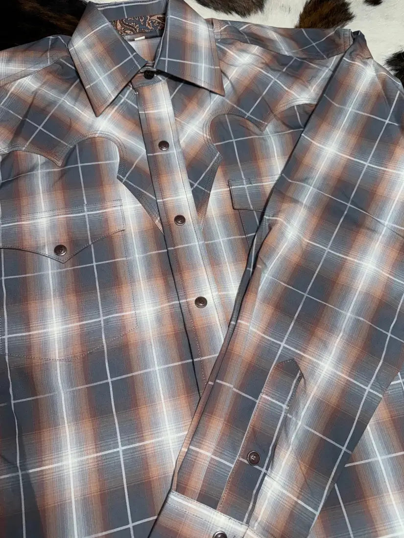 Stetson Men’s Copper Mine Ombre Western Shirt Small Men’s Western