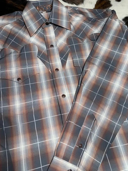 Stetson Men’s Copper Mine Ombre Western Shirt Small Men’s Western