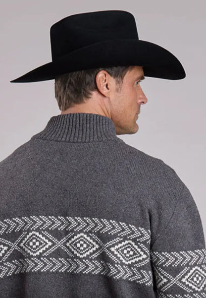 Stetson Men’s Gray Aztec Wool Blend ¼ Zip Sweater Men’s Pullover