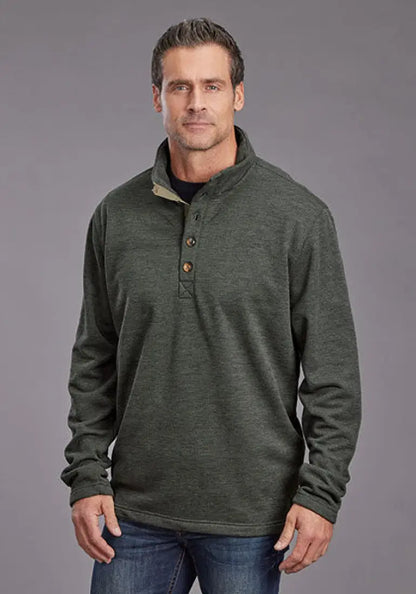 Stetson Men’s Honeycomb Bonded Knit Pullover Small / Heather Deep Olive / Gray Men’s Pullover
