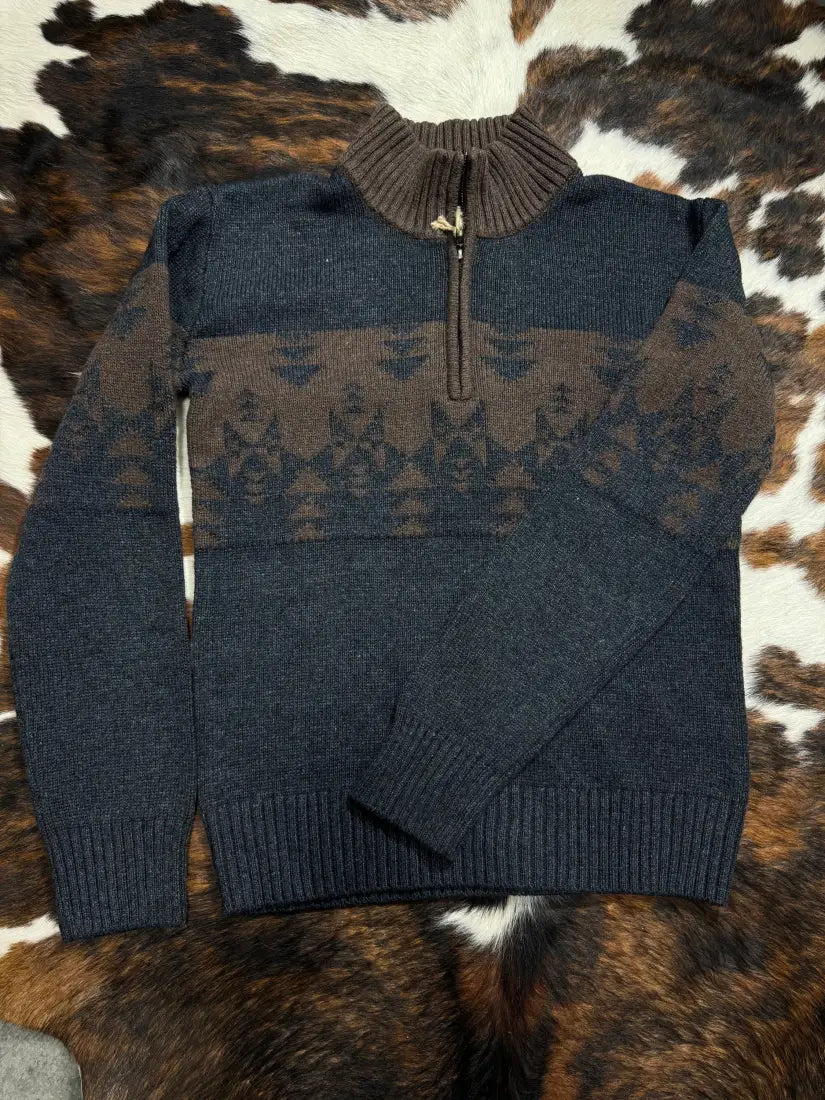 Stetson Men’s Rustic Aztec Wool Blend ¼ Zip Sweater Small Men’s Pullover