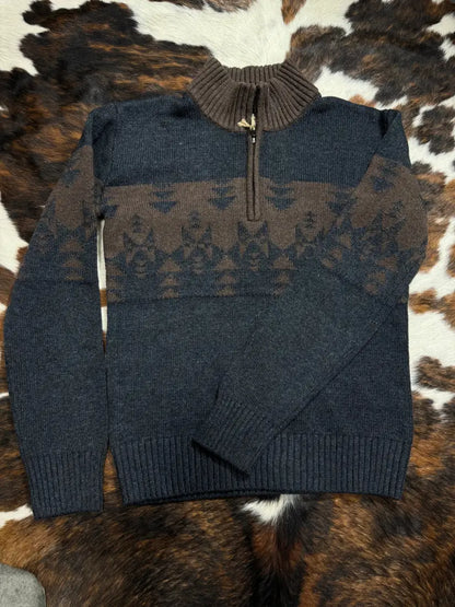 Stetson Men’s Rustic Aztec Wool Blend ¼ Zip Sweater Small Men’s Pullover