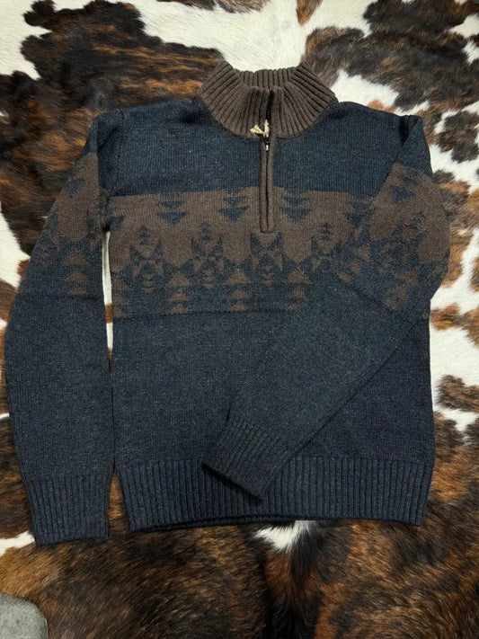 Stetson Men’s Rustic Aztec Wool Blend ¼ Zip Sweater Small Men’s Pullover