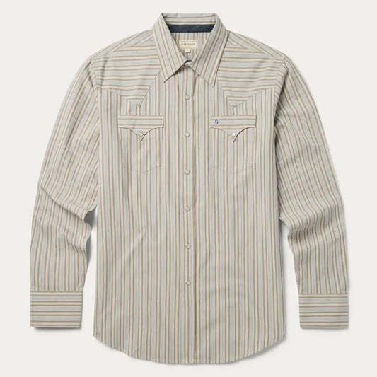 Stetson Men’s Ticking Dobby Stripe Western Shirt Small Men’s Western